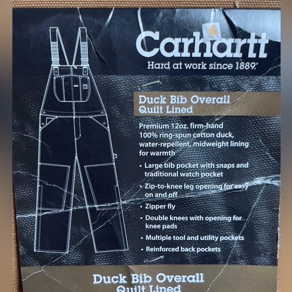 New Carhartt Duck Bib Overall Artic Quilt Lined Size 38 X 30 - Picture 7 of 10